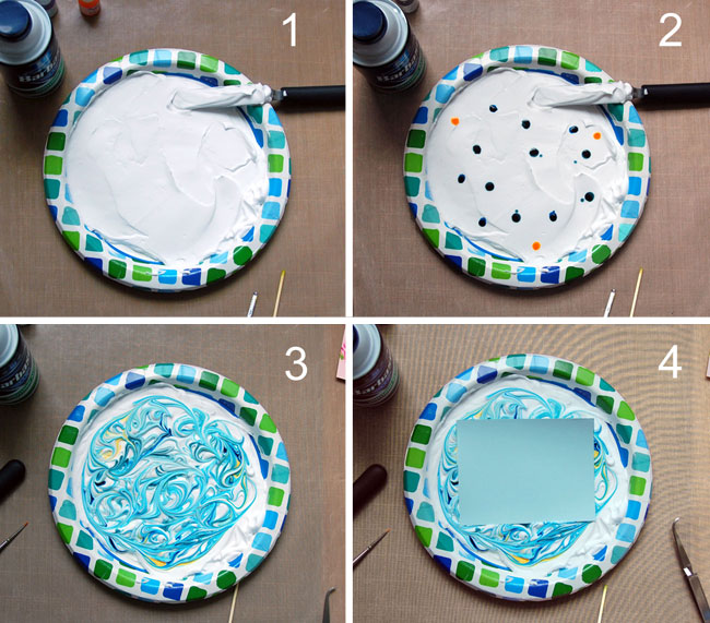 Steps 1-4, creating marbled pattern