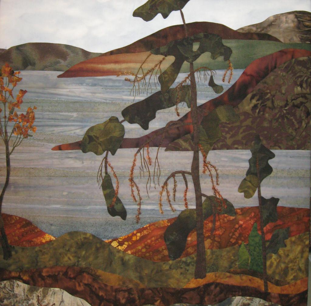 landscape quilt in fall colors