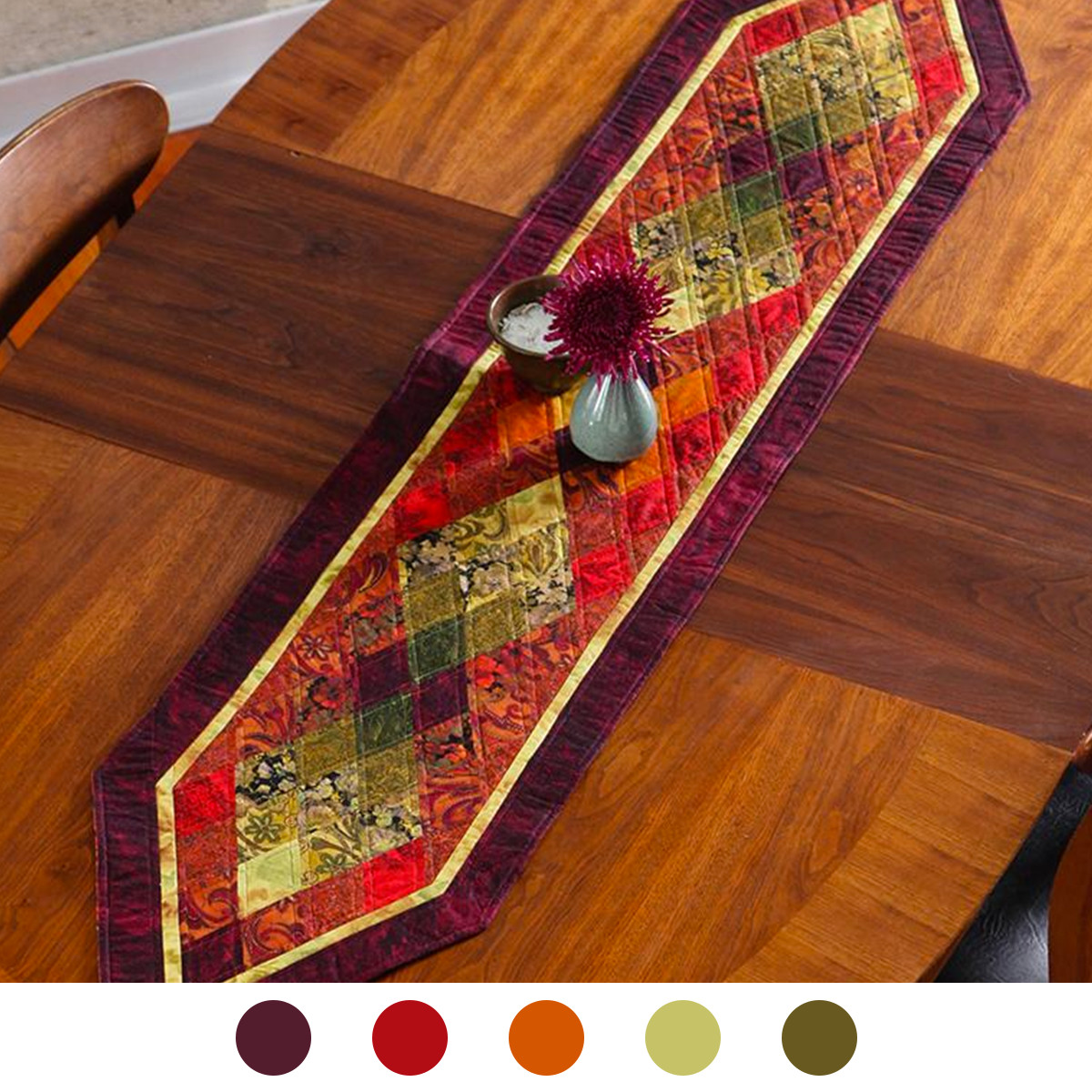 Rust Quilted Table Runner colors