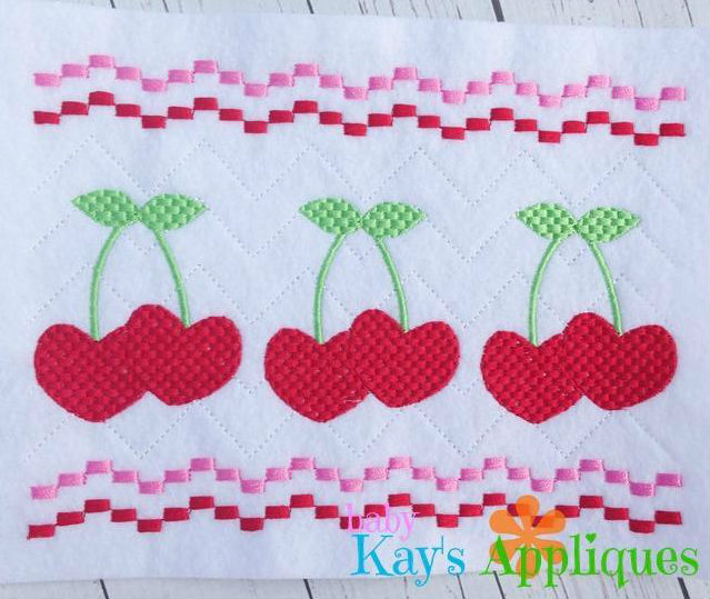 Cherry Hearts Faux Smock Design 1