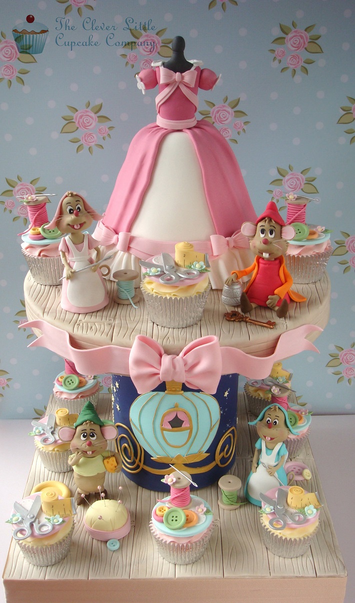 Cinderella cake and cupcake tower