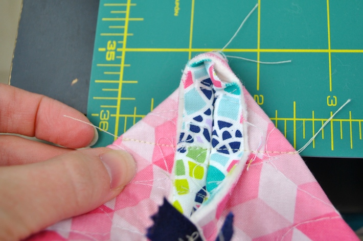 draw a line 2 1/2" long across this corner where your pin is