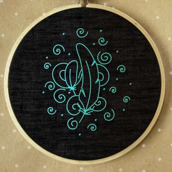 Feathers hand embroidery pattern