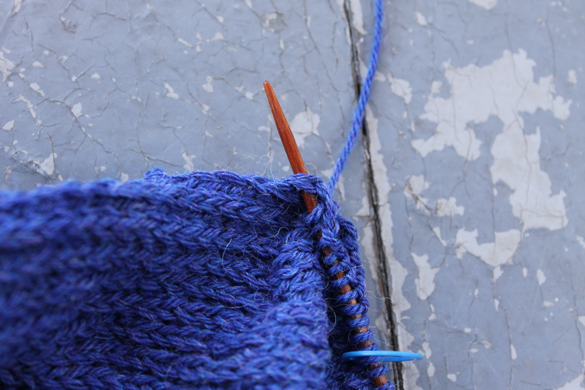 Inserting the needle into the slipped stitch
