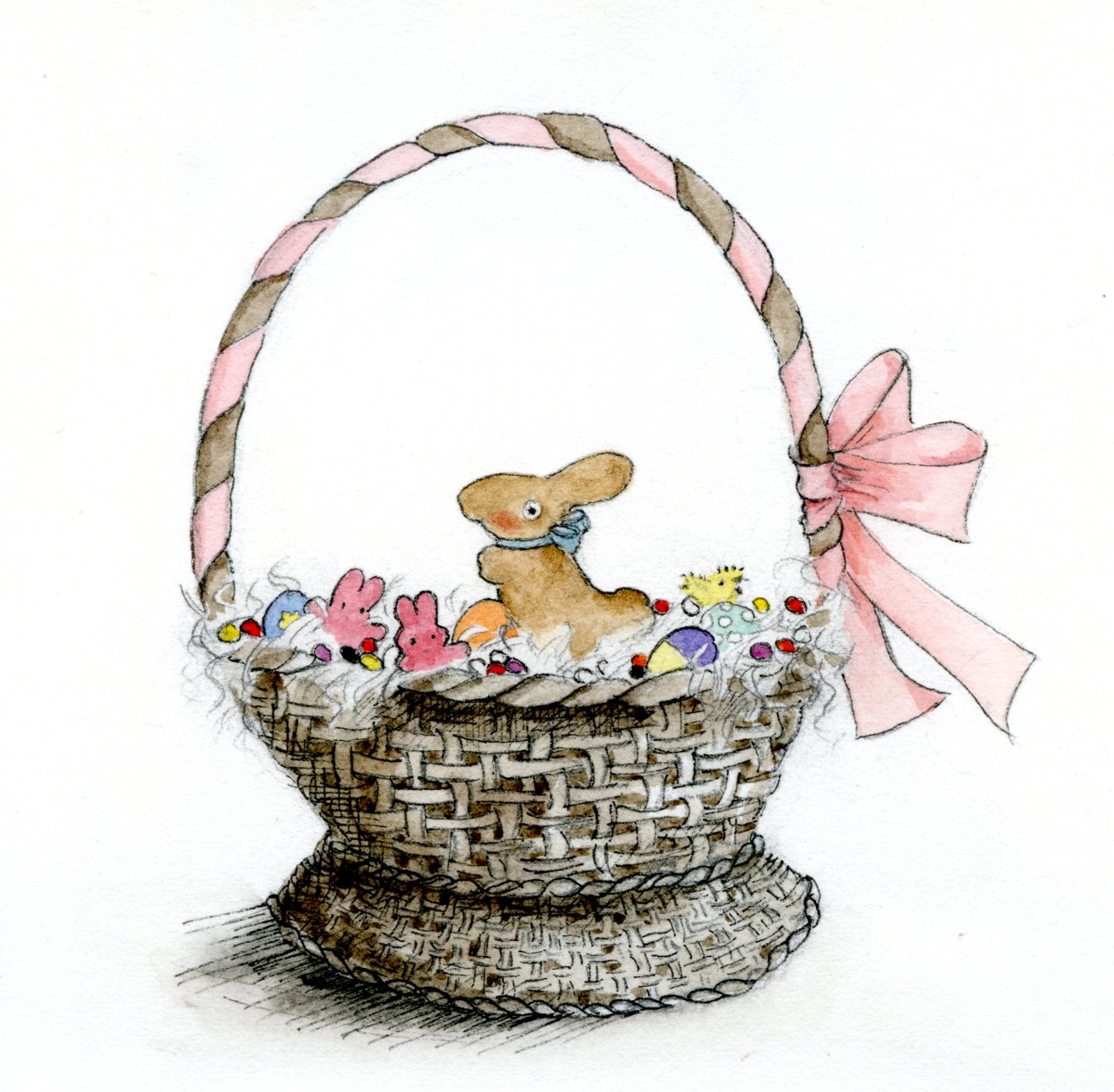 Colored contents of basket