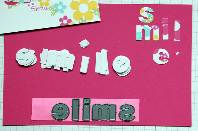 Step-6 Die-cut four or five more sets of letters from white card stock