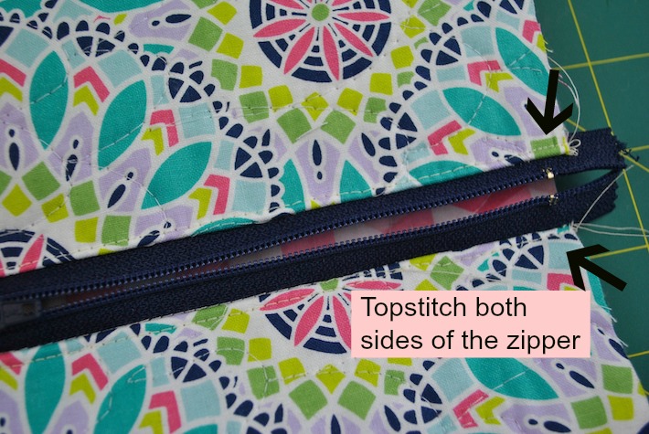 Topstitch zipper
