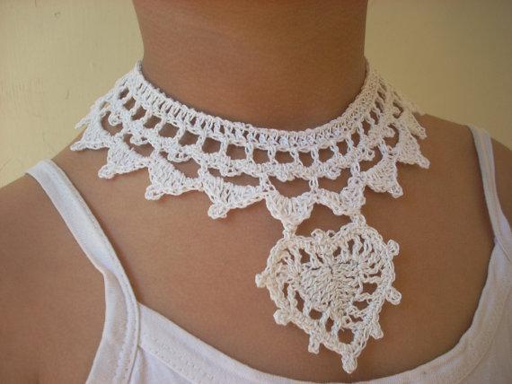 crochet heart pendant