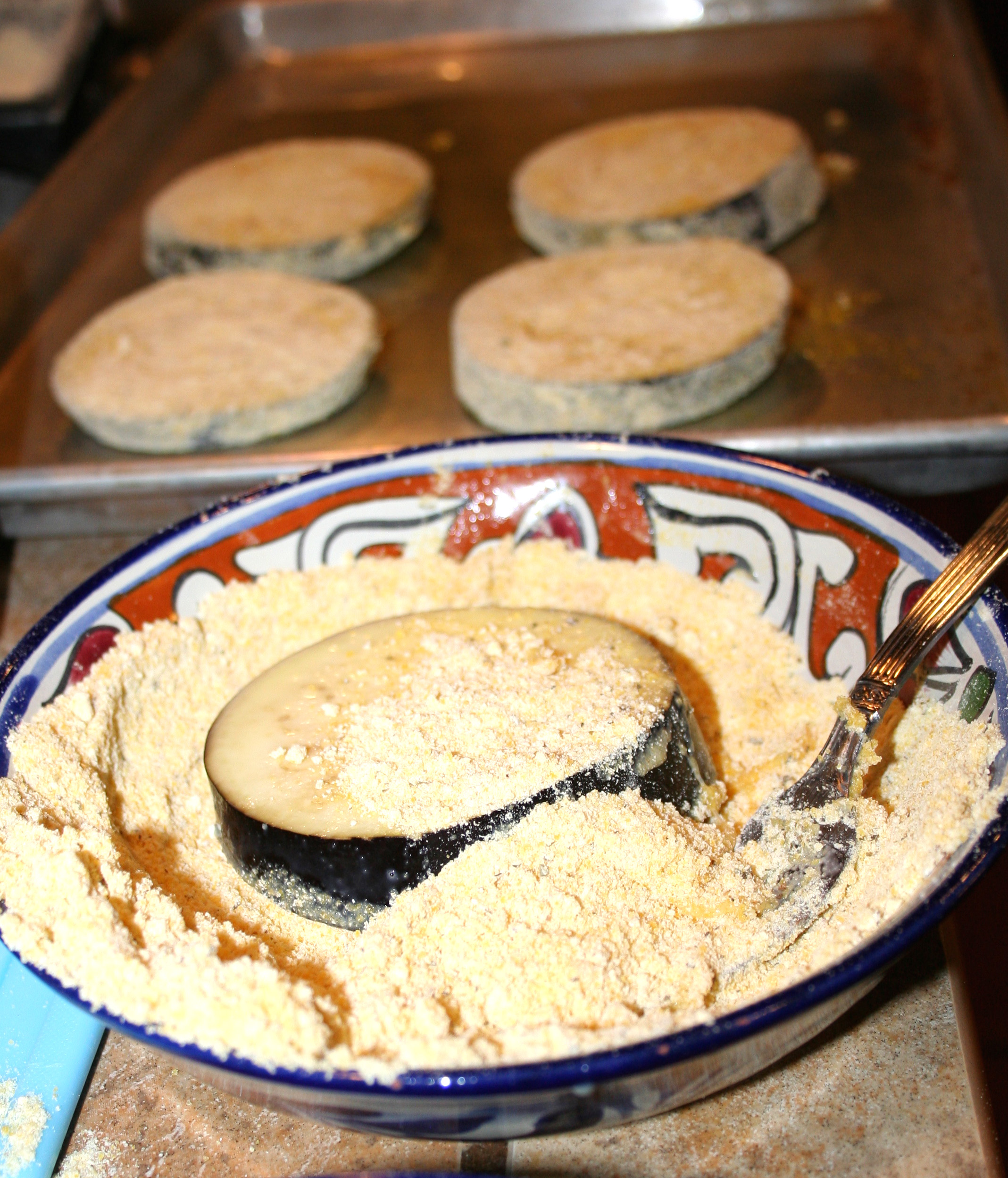 Eggplant parm assembly line