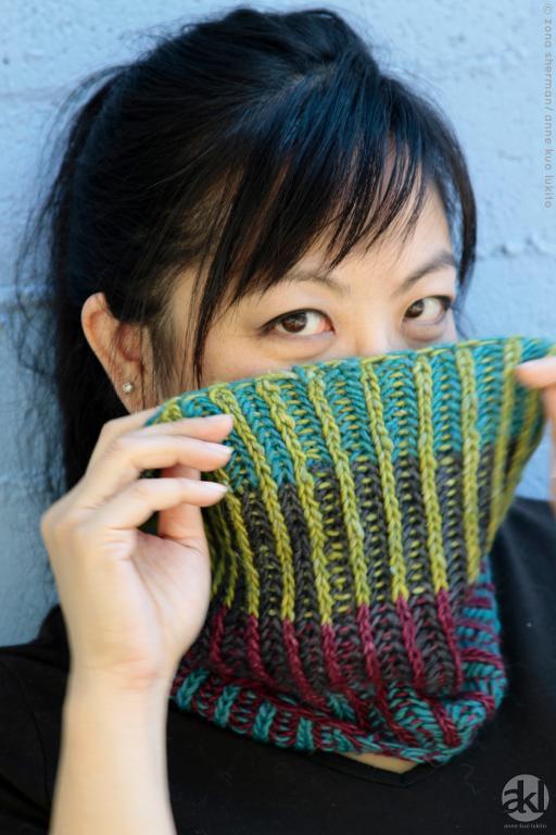 Anacortes Brioche knitted cowl