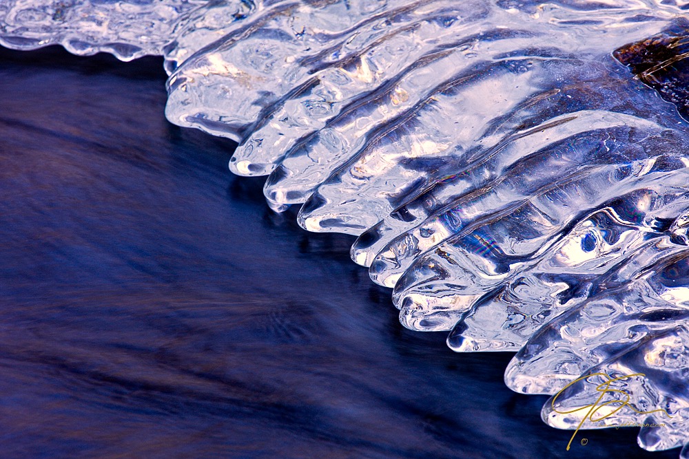 The wonderful patterns created in ice along a mountain stream