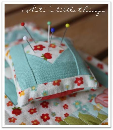 in love paper pieced pincushion