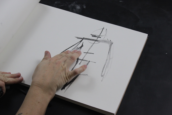 Drawing with charcoal