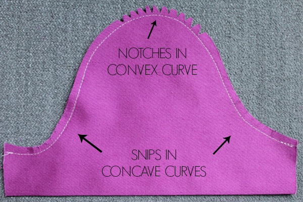 notches and snips in curve