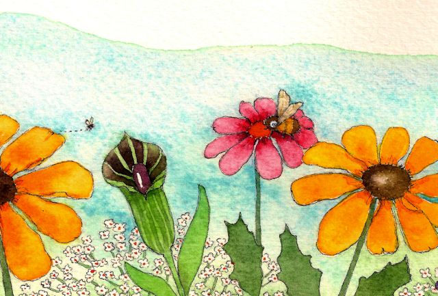 watercolor flower garden