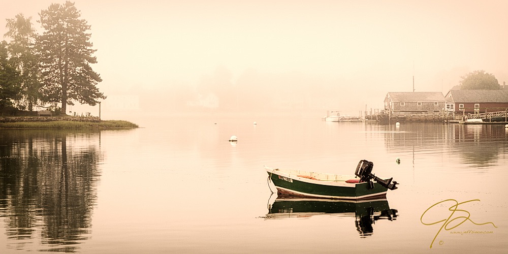 Green Boat In The Fog