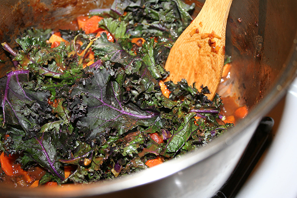 Add the kale to your veggie stew