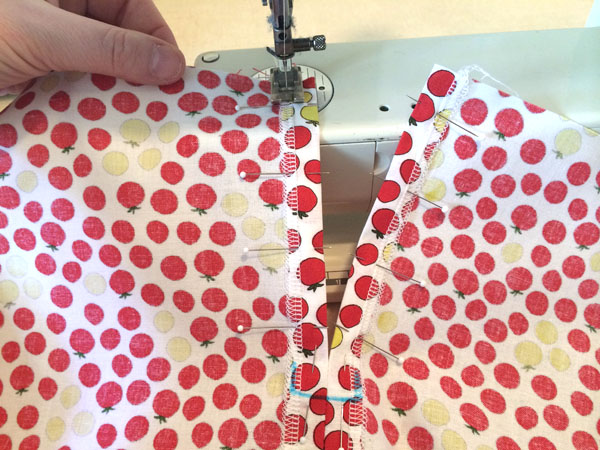 sew up the first side of the slit