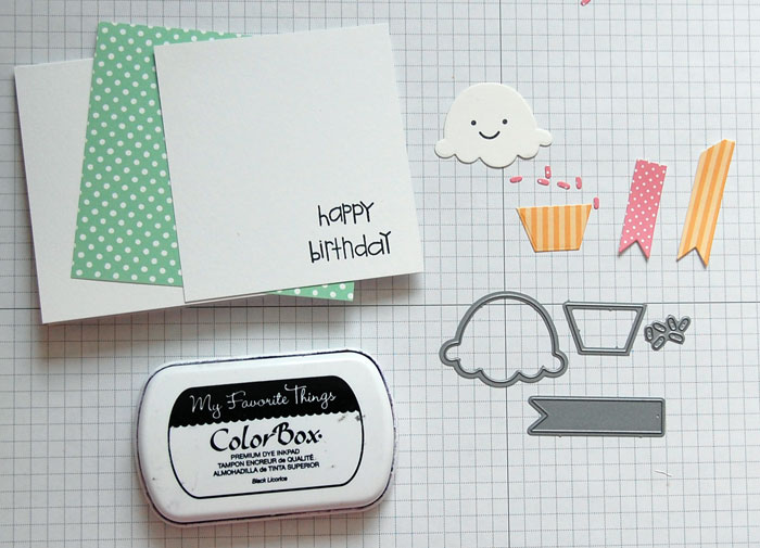 Cupcake Step 1 Die-cut pieces; stamp sentiment