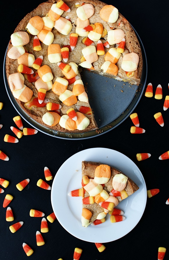Candy corn cookie cake