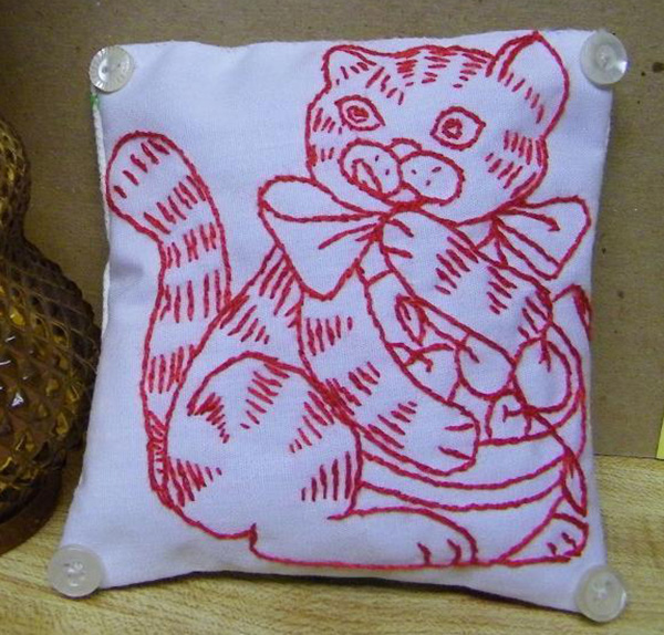 Cat Cherries Embroidery Design