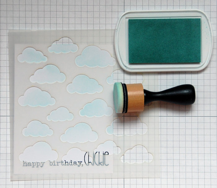 Chick - Step 1 blend ink over cloud stencil