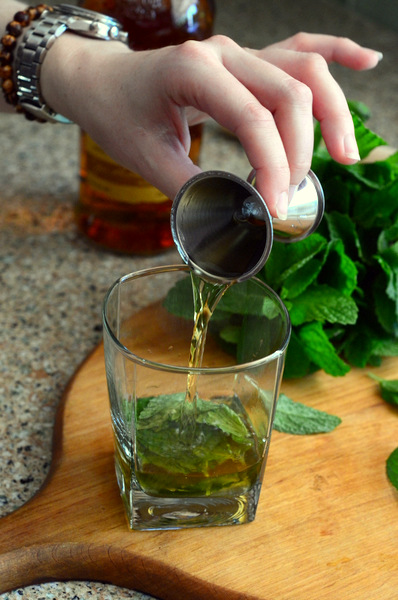 Assembling a Mint Julep Cocktail