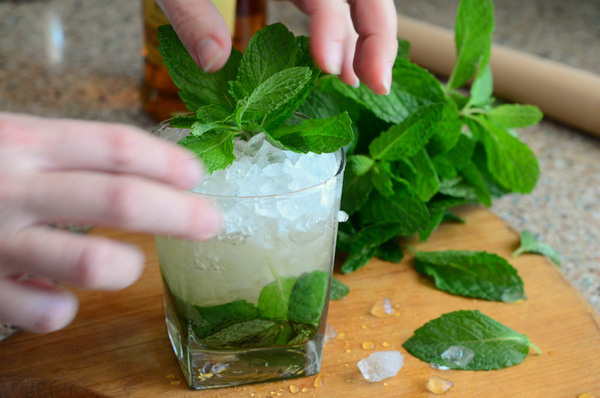 Garnishing a Mint Julep