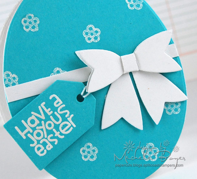 Close-up of finished egg shaped card