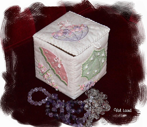 For a Rainy Day hand embroidered trinket box by Val Laird Designs.