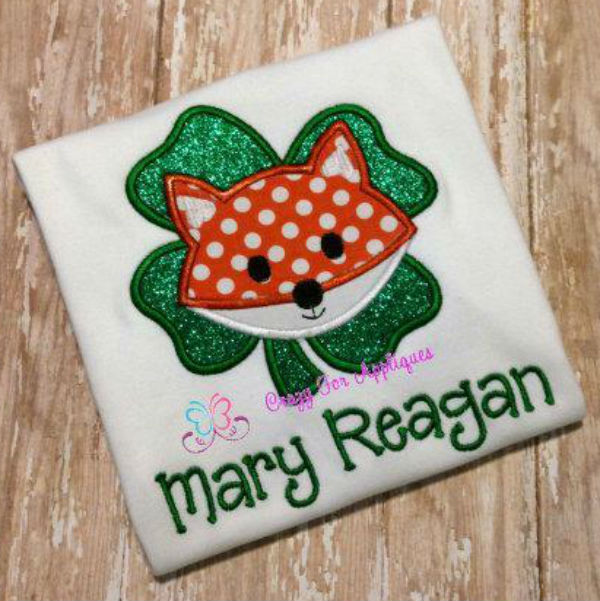 Fox in Four Leaf Clover applique