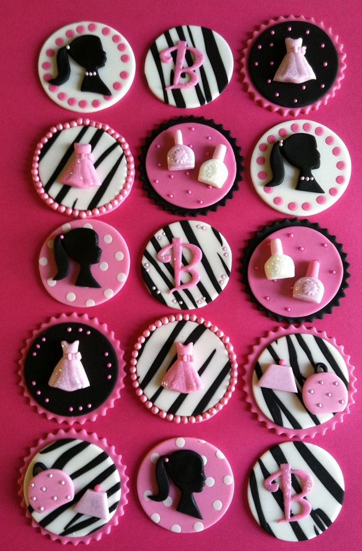 Glam Barbie fondant cupcake toppers