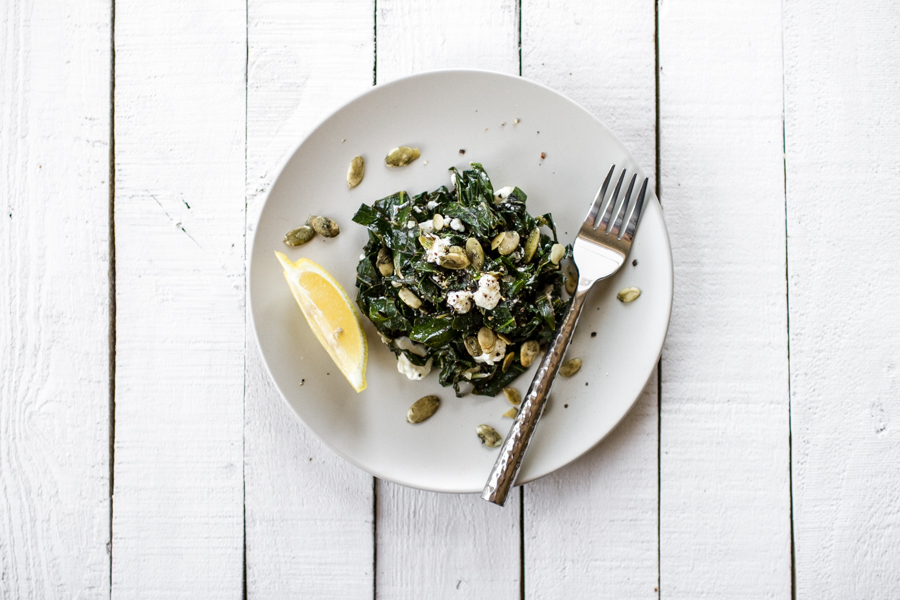 Sauteed Greens With lemon and Feta