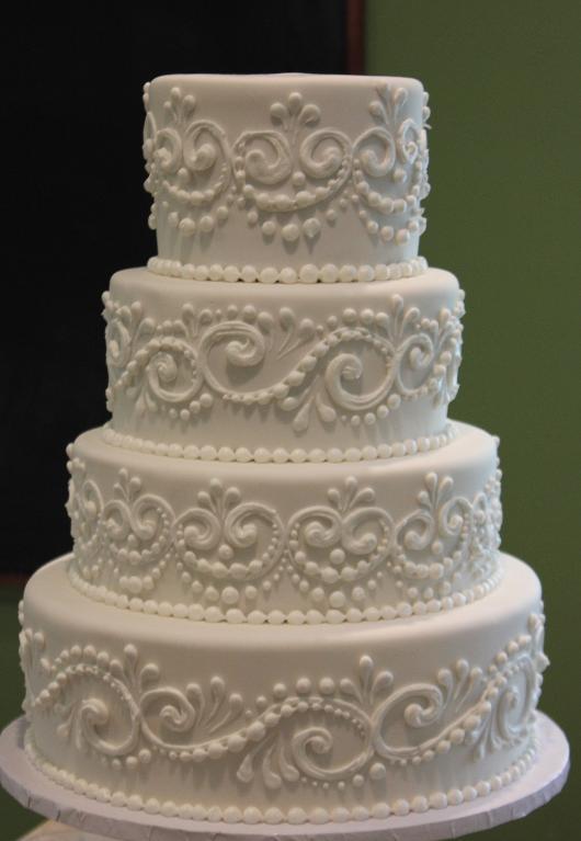 Piped Scroll Wedding Cake Via Joshua John Russell