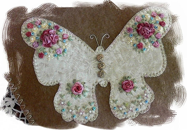 On the Wing silk ribbon embroidery