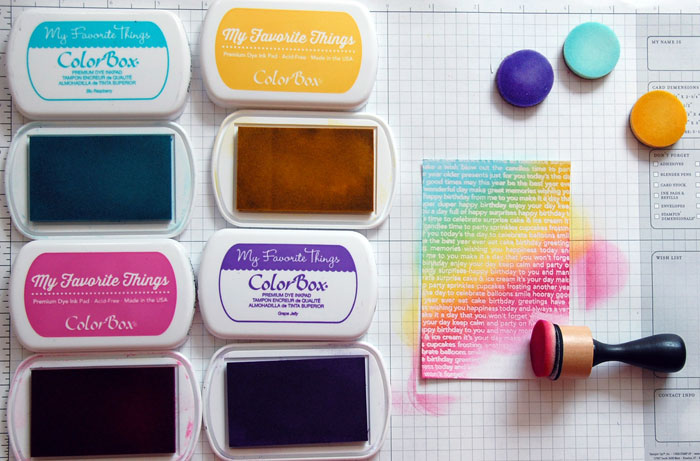 Rainbow Step 2 Apply ink, blending edges into one another
