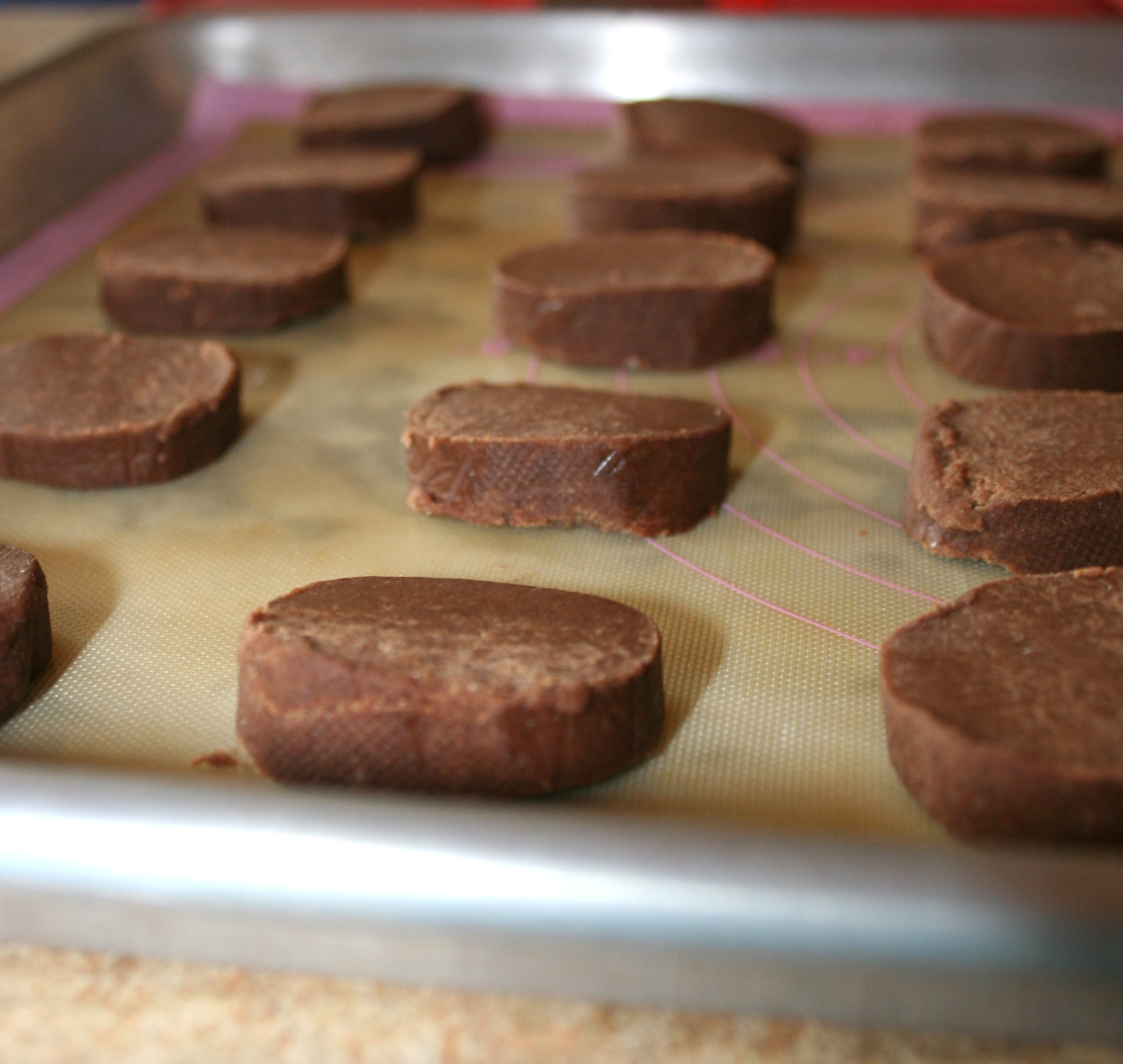 Lining cookies up to bake