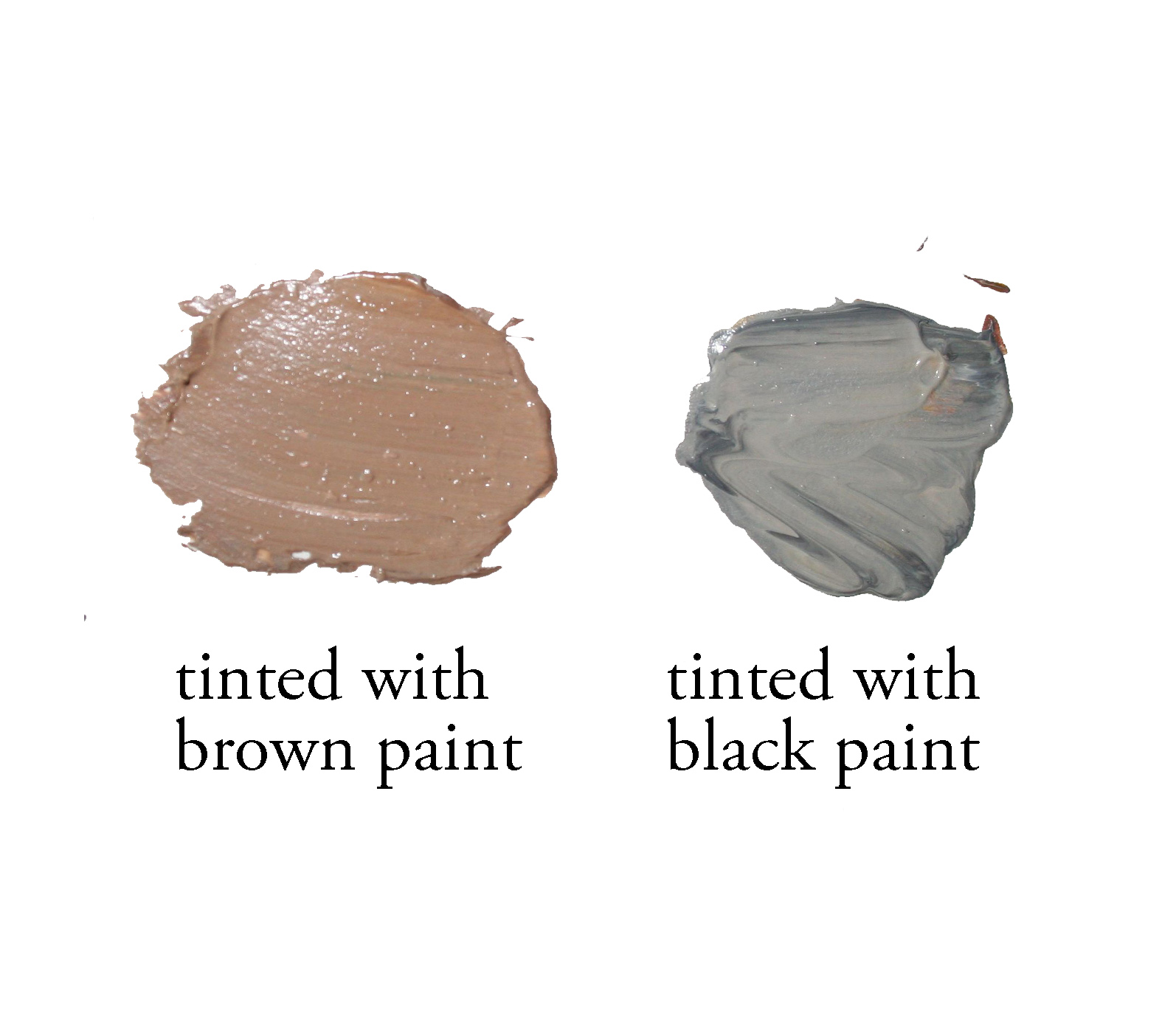 Black versus brown paint to tint