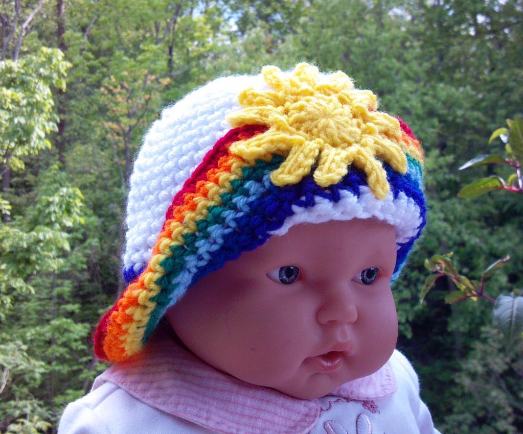 crochet rainbow hat