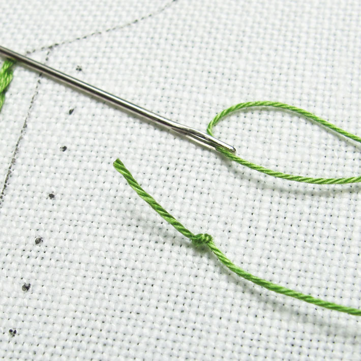 thread the needle as normal and knot the end of the thread