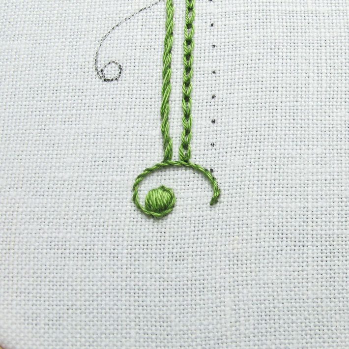 embroider over the area, covering the stab stitches