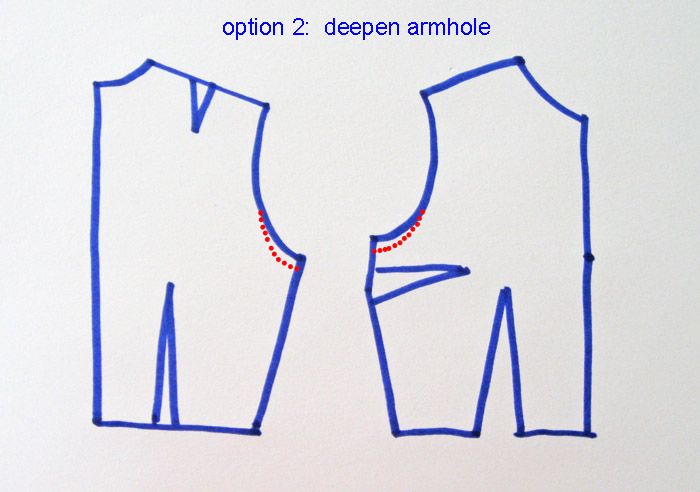bodice with armhole lowered
