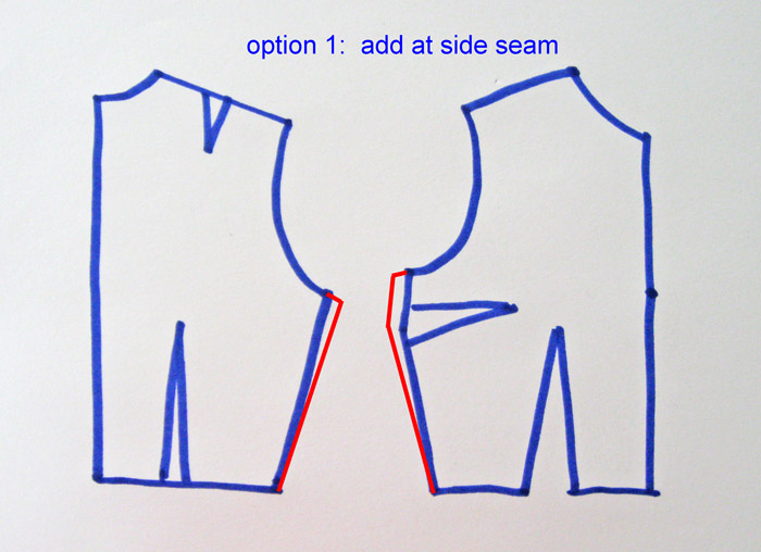 adding to front and back bodice