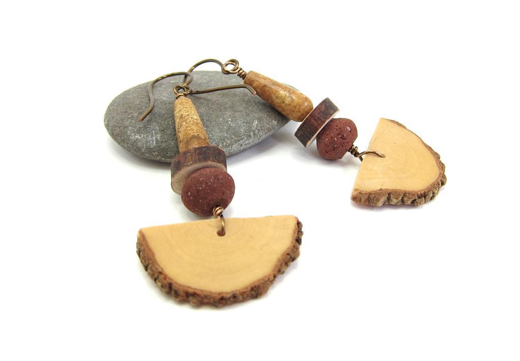 Wood Pendulum Earrings