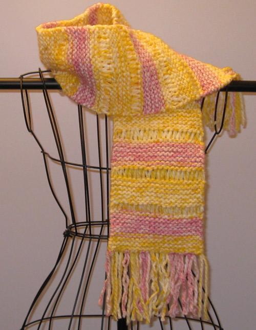 Easy Drop Stitch Striped Scarf knitting pattern