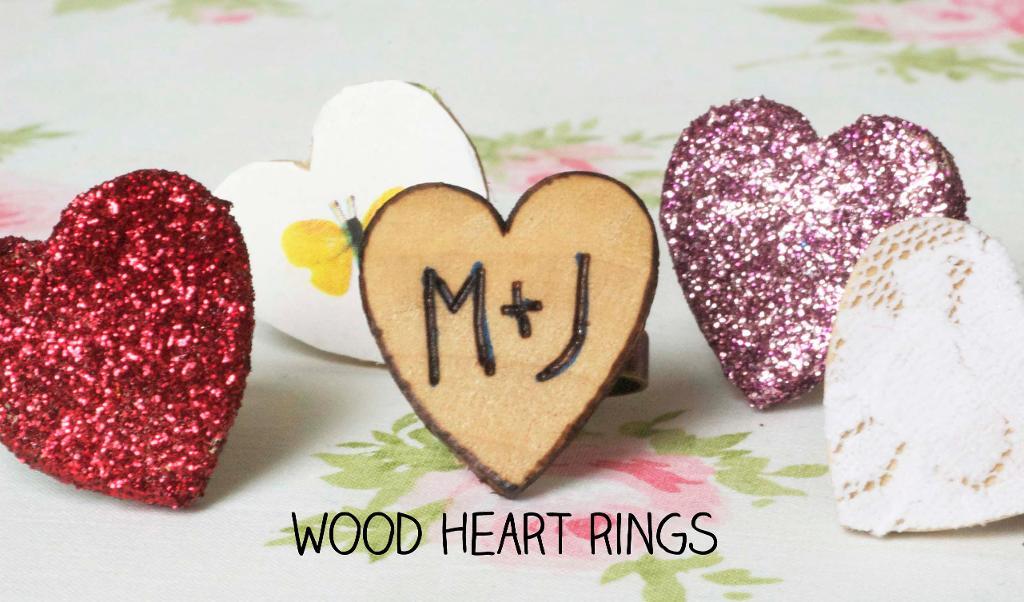Woodburned Heart Rings