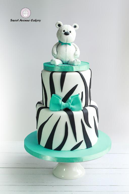 Teddy bear zebra print cake by Bluprint member SweetAvenueCakes