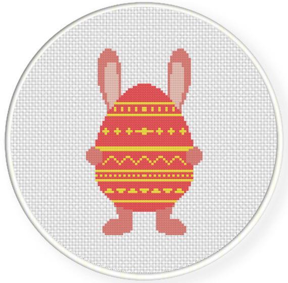 digital pattern of bunny rabbit holding giant easter egg