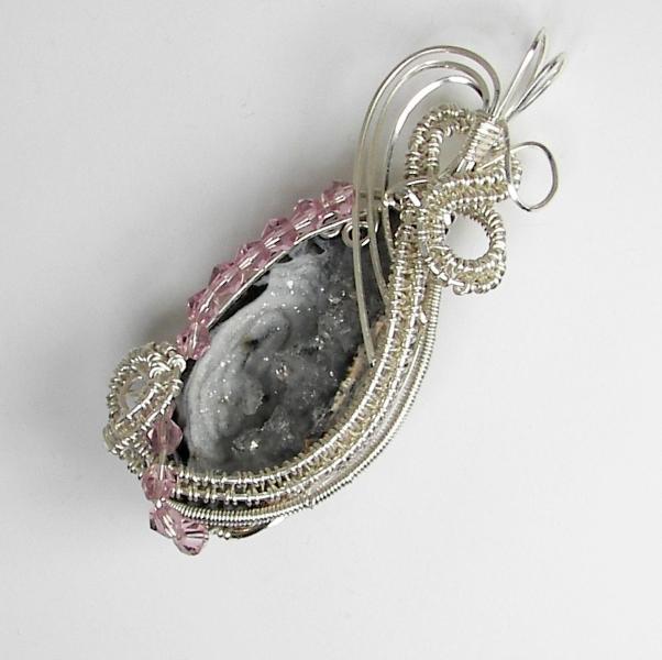 Drusy Quartz Geode Wrapped with Silver