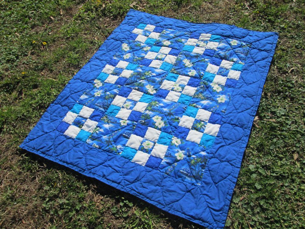 Aloha Blue Hawaii Lap Quilt